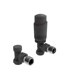 Kartell K Design Anthracite Angled Thermostatic Radiator Valves Twin Pack