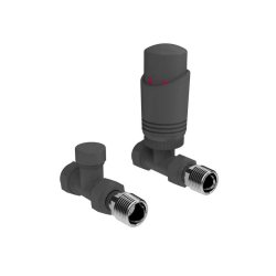 Kartell K Design Anthracite Straight Thermostatic Radiator Valves Twin Pack