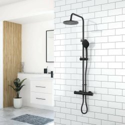 Aqualisa Matt Black Safe Touch Shower Column with Adjustable Head