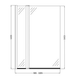 Nuie Pacific 6mm Chrome Square Hinged Bath Screen with Fixed Panel