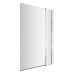 Nuie Pacific 6mm Chrome Square Hinged Bath Screen with Fixed Panel