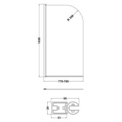 Nuie Pacific 6mm Chrome Round Hinged Bath Screen