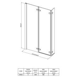 Nuie Pacific 6mm Chrome L Shaped Double Hinged Bath Screen