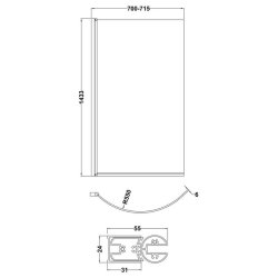 Nuie Pacific 6mm Chrome Curved Hinged P Bath Screen