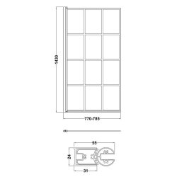 Nuie Pacific 6mm Satin Black Framed Square Hinged Bath Screen