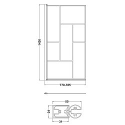 Nuie Pacific 6mm Satin Black Abstract Square Hinged Bath Screen