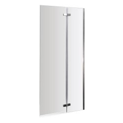 Nuie Pacific 5mm Satin Chrome Square Fixed Bath Screen with Hinged Panel