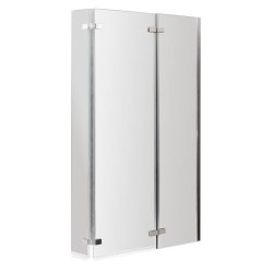 Nuie Pacific 5mm Satin Chrome L Shaped Double Hinged Bath Screen