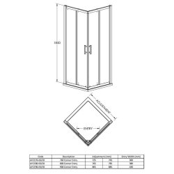 Nuie Pacific Chrome 800mm Corner Entry Shower Enclosure