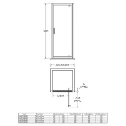 Nuie Pacific Chrome 700mm Pivot Shower Door