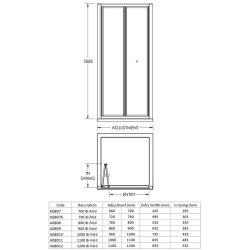 Nuie Pacific Chrome 1200mm Bifold Shower Door