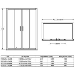 Nuie Pacific Chrome 1700mm Double Sliding Shower Door