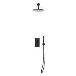 Scudo Core Black Concealed Shower Set with Fixed Head and Handset