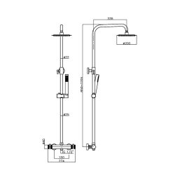 Scudo Core Black Round Exposed Rigid Riser Shower