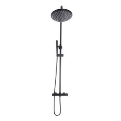 Scudo Core Black Round Exposed Rigid Riser Shower