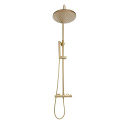 Scudo Core Brushed Brass Round Exposed Rigid Riser Shower