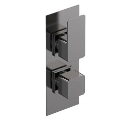 Nuie Windon Brushed Gunmetal Thermostatic Twin Valve 