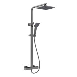 Nuie Windon Brushed Gunmetal Square Thermostatic Bar Shower with Telescopic Kit