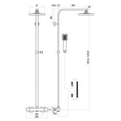 Scudo Elliot Chrome Square Rigid Riser Shower