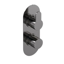 Nuie Arvan Brushed Gunmetal Thermostatic Twin Valve 