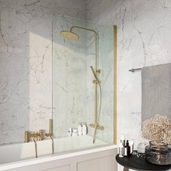 Scudo S6 Brushed Brass Profile Radius Edge Bath Screen