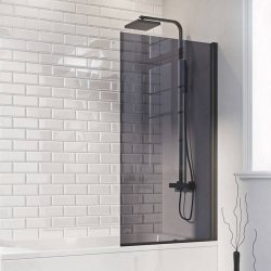 Scudo S6 Mono Black Profile Square Edge Bath Screen