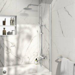 Scudo S6 Chrome Profile Fixed Radius Bath Screen