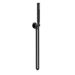 Nuie Arvan Matt Black Round Outlet Elbow with Bracket and Handset