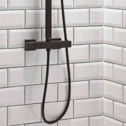 Scudo Lunar Black Square Rigid Riser Shower