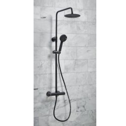 Scudo Middleton Black Round Rigid Riser Shower