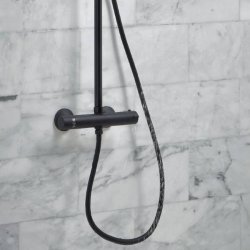 Scudo Middleton Black Round Rigid Riser Shower