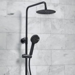 Scudo Middleton Black Round Rigid Riser Shower