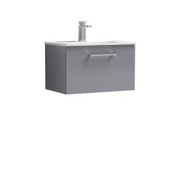 Nuie Arno Grey 600mm Wall Hung 1 Drawer Vanity Unit