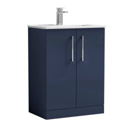 Nuie Arno Blue 600mm Floor Standing 2 Door Vanity Unit