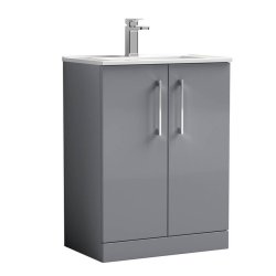 Nuie Arno Grey 600mm Floor Standing 2 Door Vanity Unit