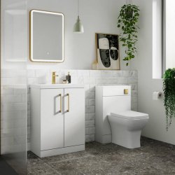 Nuie Arno White 600mm Floor Standing 2 Door Vanity Unit