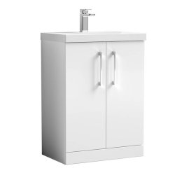 Nuie Arno White 600mm Floor Standing 2 Door Vanity Unit