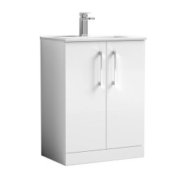 Nuie Arno White 600mm Floor Standing 2 Door Vanity Unit