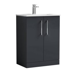 Nuie Arno Soft Black 600mm Floor Standing 2 Door Vanity Unit