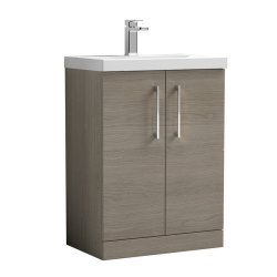 Nuie Arno Oak 600mm Floor Standing 2 Door Vanity Unit