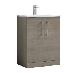 Nuie Arno Oak 600mm Floor Standing 2 Door Vanity Unit