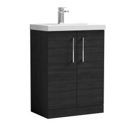 Nuie Arno Black 600mm Floor Standing 2 Door Vanity Unit