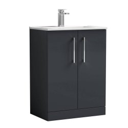 Nuie Arno Black 600mm Floor Standing 2 Door Vanity Unit