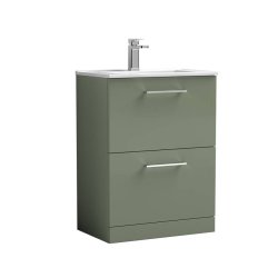 Nuie Arno Green 600mm Floor Standing 2 Drawer Vanity Unit (ARN833A)