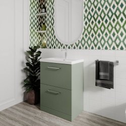 Nuie Arno Green 600mm Floor Standing 2 Drawer Vanity Unit (ARN833A)