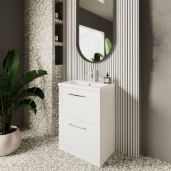 Nuie Arno White 600mm Floor Standing 2 Drawer Vanity Unit (ARN133A)