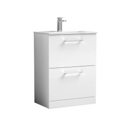 Nuie Arno White 600mm Floor Standing 2 Drawer Vanity Unit (ARN133A)