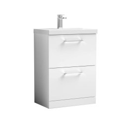 Nuie Arno White 600mm Floor Standing 2 Drawer Vanity Unit