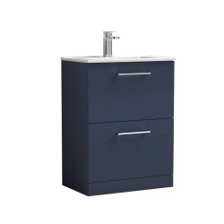 Nuie Arno Blue 600mm Floor Standing 2 Drawer Vanity Unit