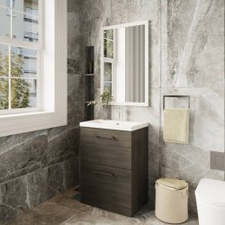 Nuie Arno Oak 600mm Floor Standing 2 Drawer Vanity Unit